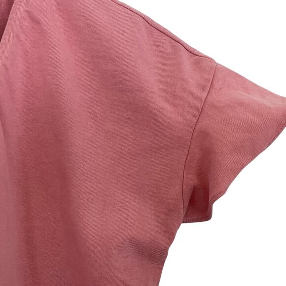 J. Crew Cotton Short Ruffle Sleeve V-Neck Tee T-Shirt Pink, Size XS - Picture 2 of 9